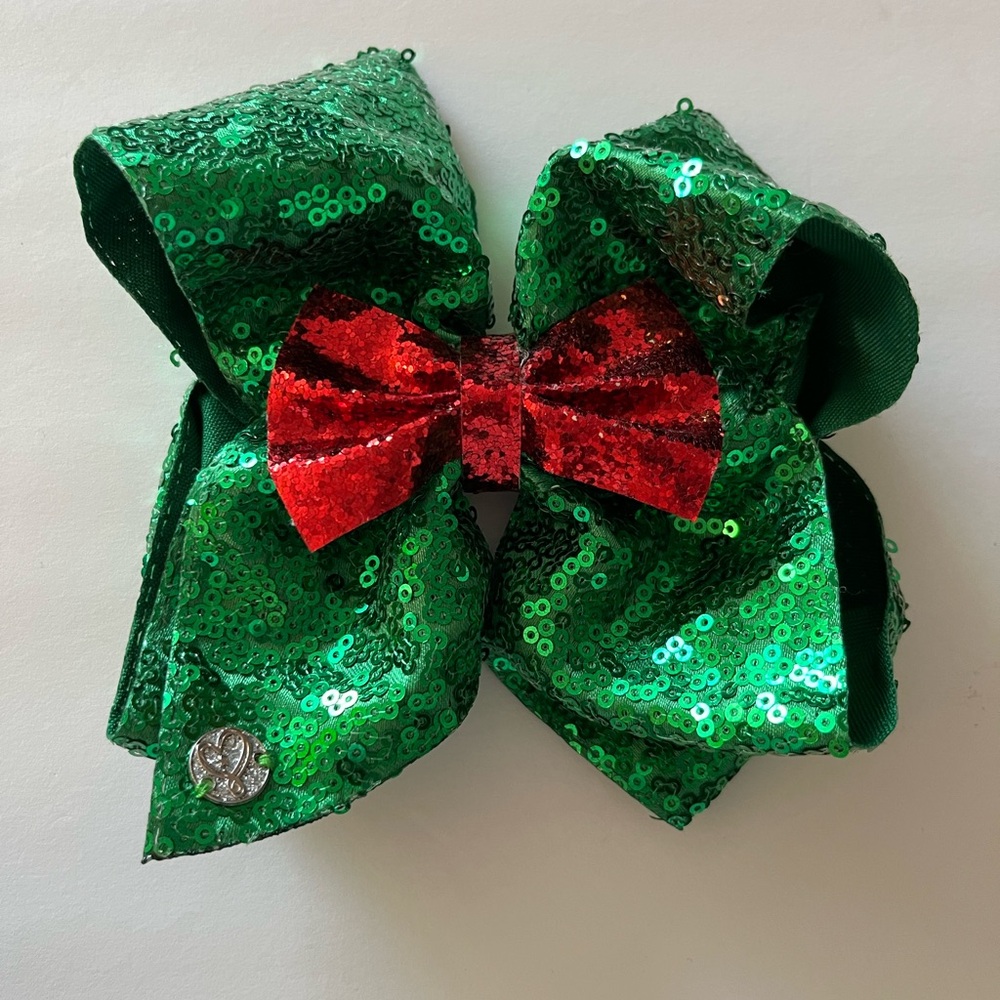 Festive Green and Red Sequin Hair Bow Hair Accessories